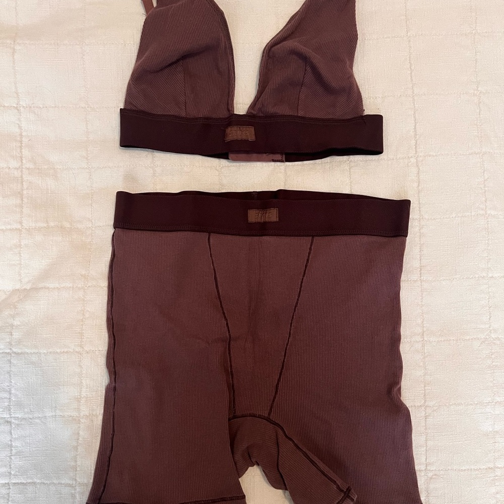 SKIMS Brown Two-Piece Lingerie Set